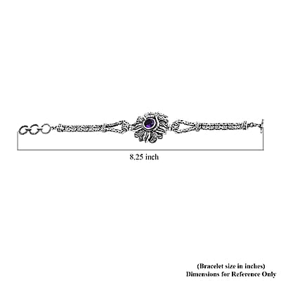Bali Legacy African Amethyst 2.40 ctw Floral Bracelet in Sterling Silver (7.25 In)