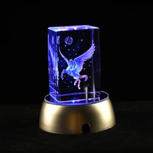 3D Pegasus Engraved Crystal Figurine (3.9) with Radiating Light (AAA Battery not Included)