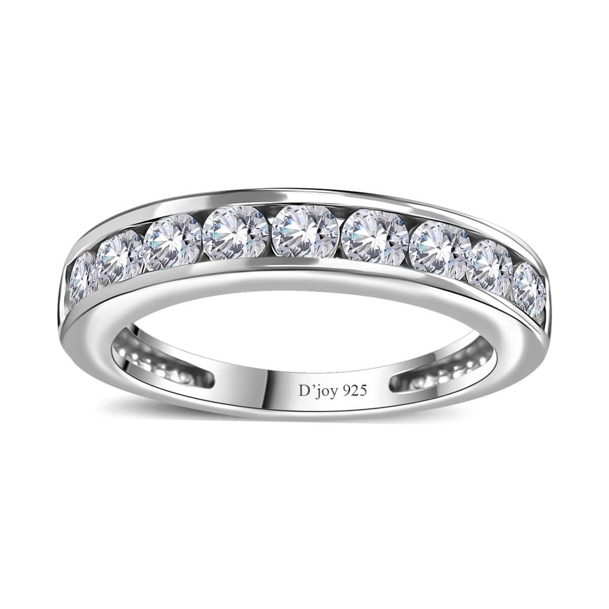 Moissanite Half Eternity Band Ring in Rhodium Over Sterling Silver (Size 5.0) 0.90 ctw image number 0