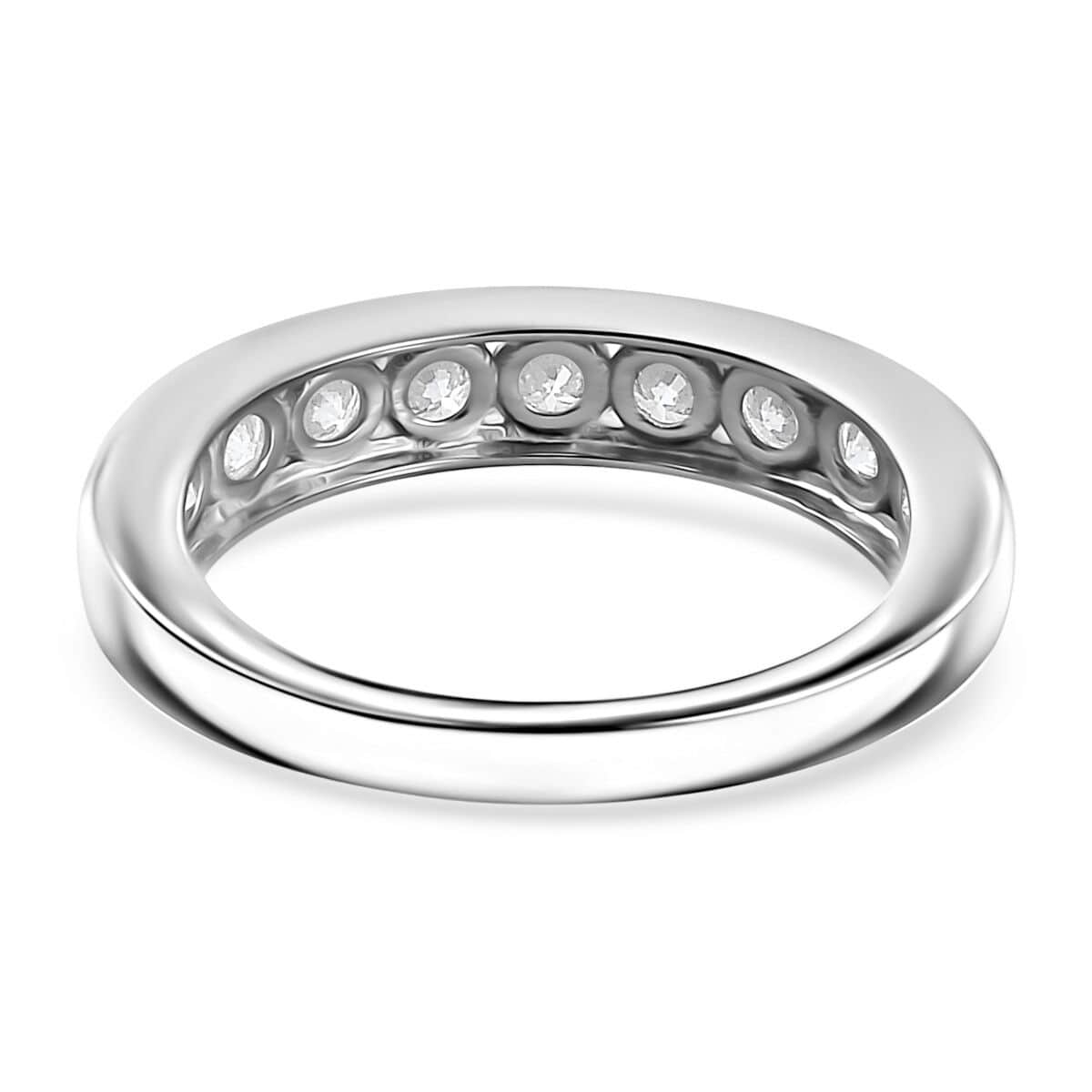 Moissanite Half Eternity Band Ring in Rhodium Over Sterling Silver (Size 5.0) 0.90 ctw image number 4