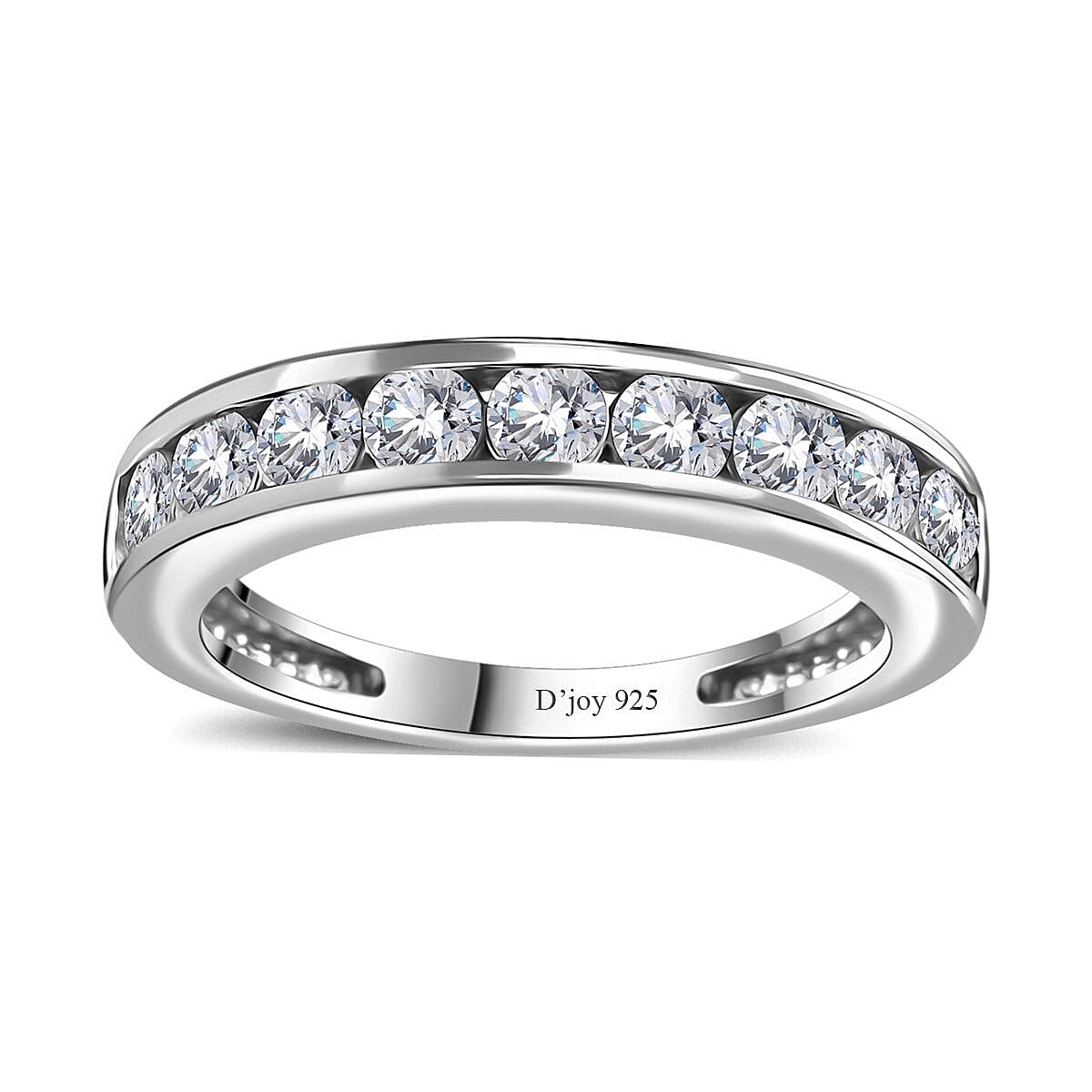 Moissanite Half Eternity Band Ring in Rhodium Over Sterling Silver (Size 6.0) 0.90 ctw image number 0