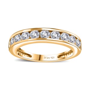 Moissanite Half Eternity Band Ring in Vermeil Yellow Gold Over Sterling Silver (Size 7.0) 0.90 ctw