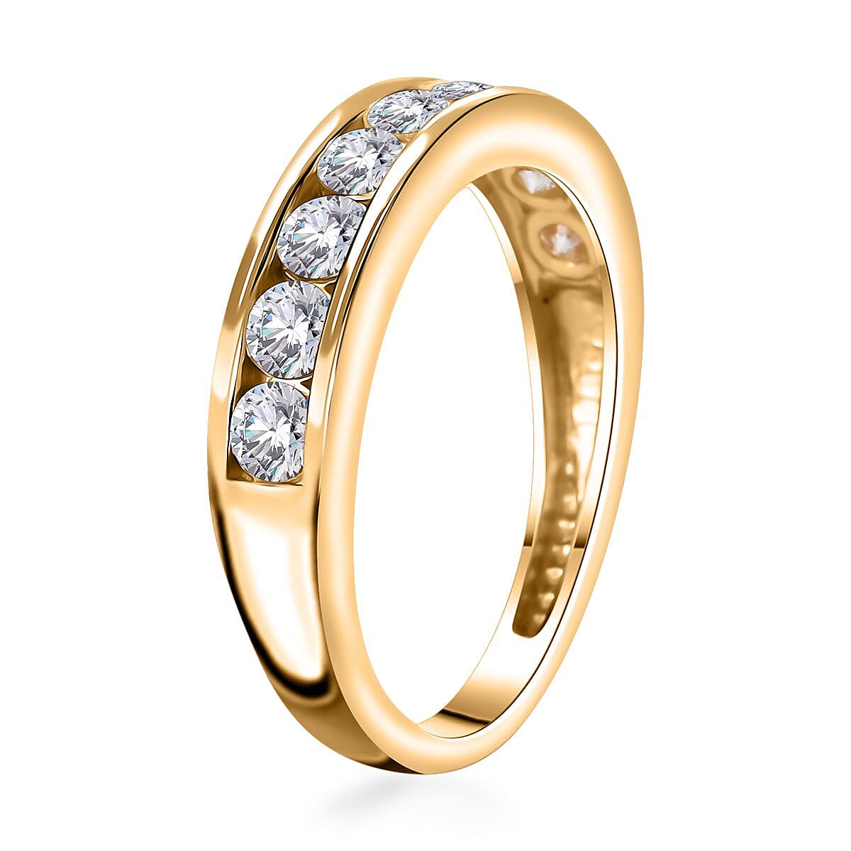 Moissanite Half Eternity Band Ring in Vermeil Yellow Gold Over Sterling Silver (Size 8.0) 0.90 ctw image number 3