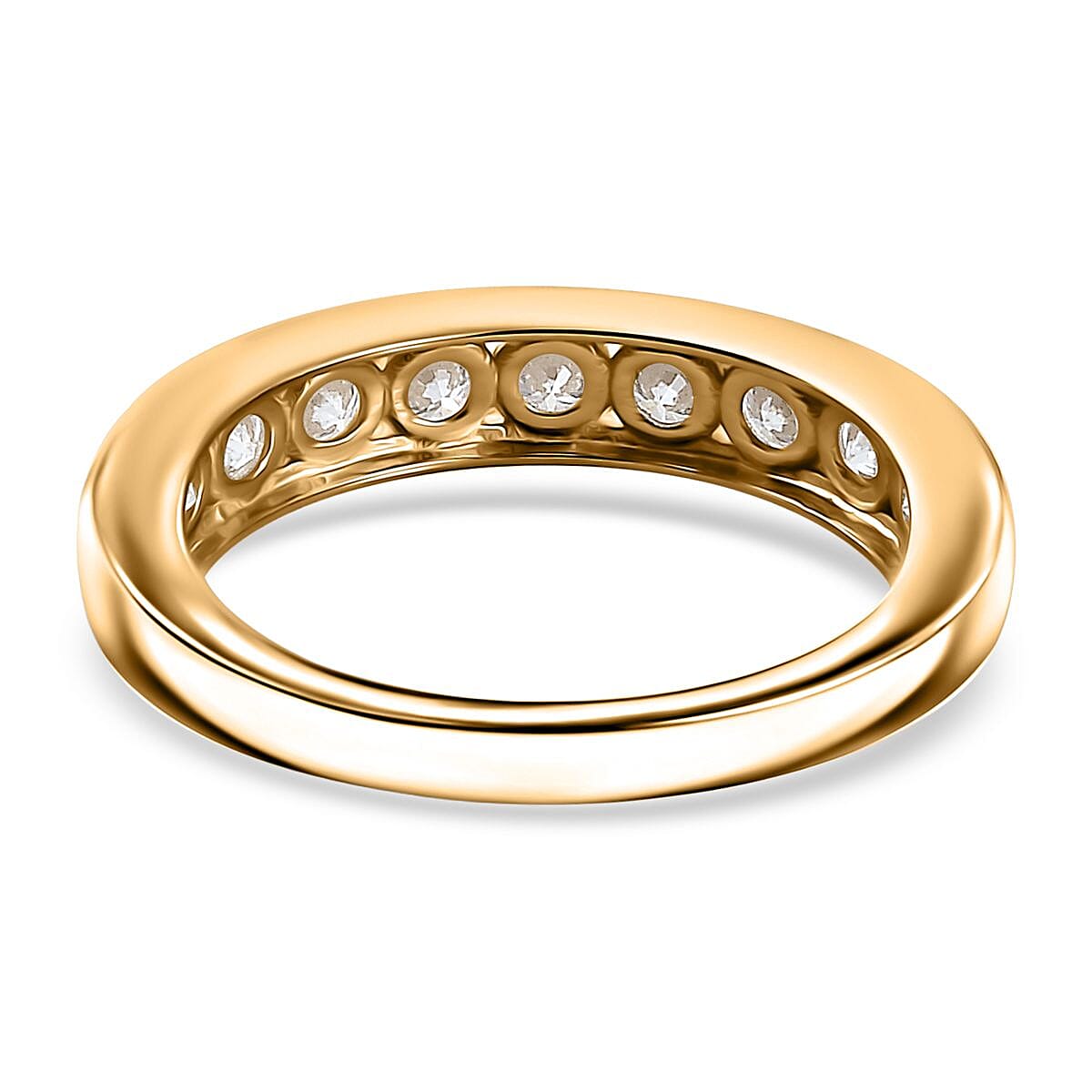 Moissanite Half Eternity Band Ring in Vermeil Yellow Gold Over Sterling Silver (Size 8.0) 0.90 ctw image number 4