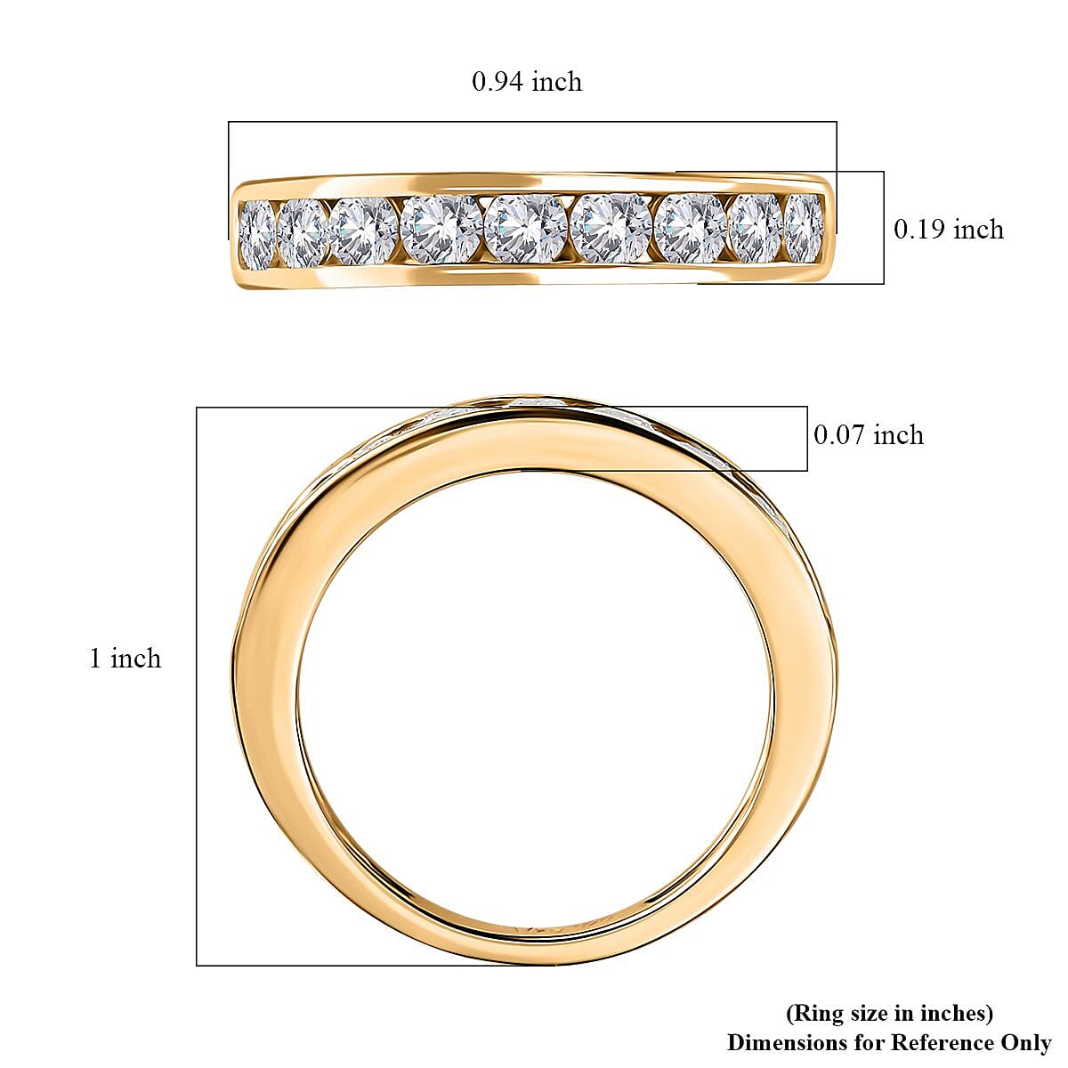 Moissanite Half Eternity Band Ring in Vermeil Yellow Gold Over Sterling Silver (Size 8.0) 0.90 ctw image number 5