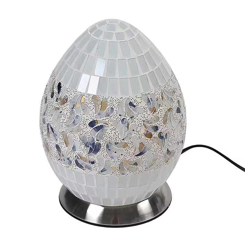 Mosaic Glass Egg Lamp Holder with 1.6M Wire (7.6x7.6x10.4) (Voltage 110V, 40W, E26, Without Bulb)