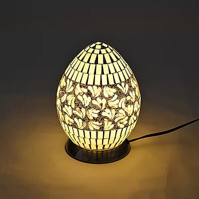 Mosaic Glass Egg Lamp Holder with 1.6M Wire (7.6x7.6x10.4) (Voltage 110V, 40W, E26, Without Bulb)