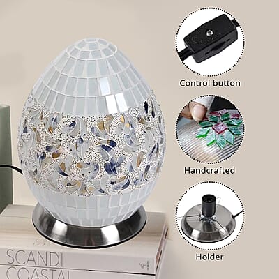 Mosaic Glass Egg Lamp Holder with 1.6M Wire (7.6x7.6x10.4) (Voltage 110V, 40W, E26, Without Bulb)