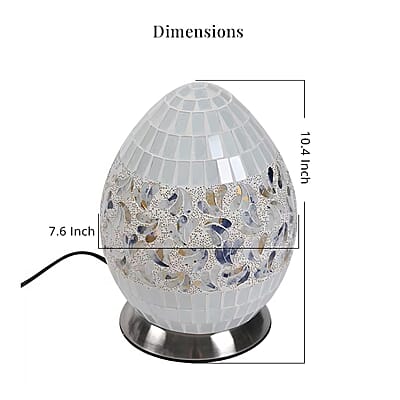 Mosaic Glass Egg Lamp Holder with 1.6M Wire (7.6x7.6x10.4) (Voltage 110V, 40W, E26, Without Bulb)