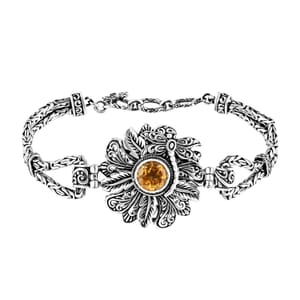 Bali Legacy Brazilian Citrine 2.50 ctw Floral Bracelet in Sterling Silver (7.25 In)
