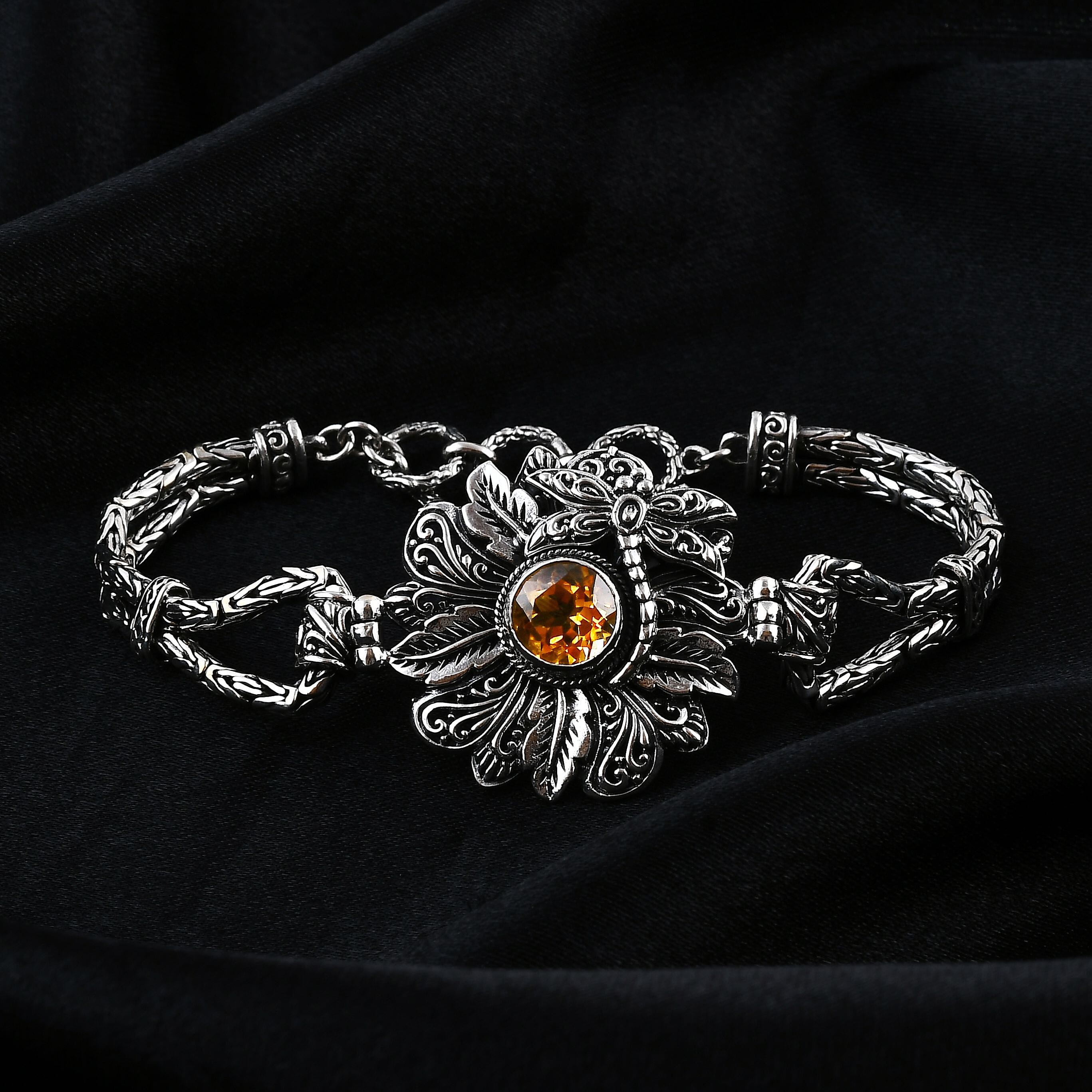 Bali Legacy Brazilian Citrine 2.50 ctw Floral Bracelet in Sterling Silver (7.25 In)
