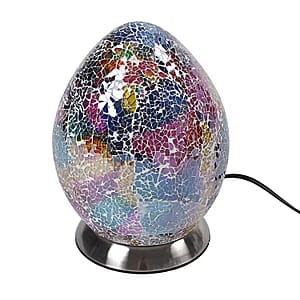 Mosaic Glass Egg Lamp Holder with 1.6M Wire (7.6x7.6x10.4) (Voltage 110V, 40W, E26, Without Bulb)