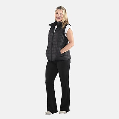 Black Padded Puffer Jacket with Detachable Hood and Long Sleeves - S