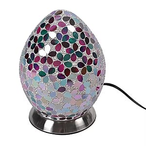 Mosaic Glass Egg Lamp Holder with 1.6M Wire (7.6x7.6x10.4) (Voltage 110V, 40W, E26, Without Bulb)