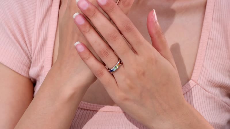 Multi Gemstone Ring in Rhodium Over Sterling Silver (Size 10.0) 1.00 ctw