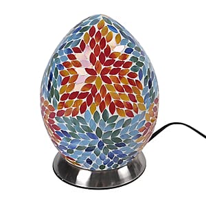 Mosaic Glass Egg Lamp Holder with 1.6M Wire (7.6x7.6x10.4) (Voltage 110V, 40W, E26, Without Bulb)