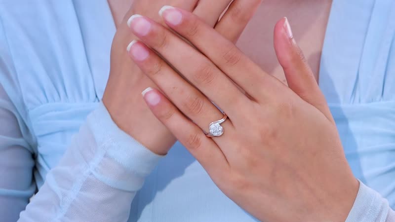 Moissanite Bypass Floral Ring in 18K Vermeil RG and Rhodium Over Sterling Silver (Size 10.0) 0.50 ctw