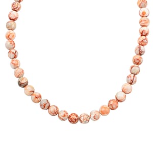 Red Mesh Work Jasper Beaded 300.00 ctw Necklace 18 Inches in Sterling Silver 