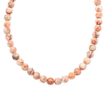 Red Mesh Work Jasper Beaded 300.00 ctw Necklace 18 Inches in Sterling Silver