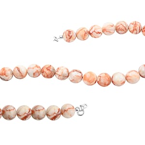 Red Mesh Work Jasper Beaded 300.00 ctw Necklace 18 Inches in Sterling Silver 