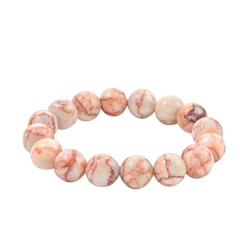 Red Mesh Work Jasper Beaded Stretch Bracelet 100.00 ctw