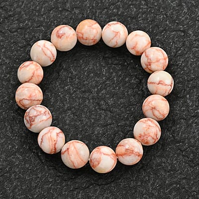 Red Mesh Work Jasper Beaded Stretch Bracelet 100.00 ctw
