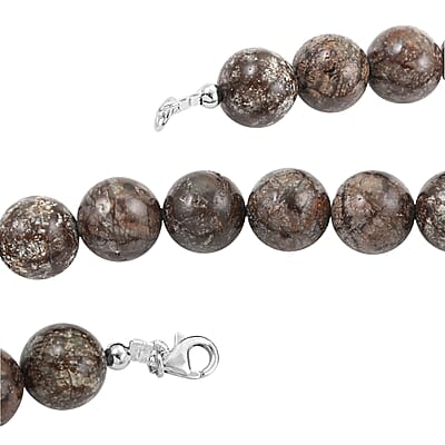 Snow Flake Obsidian Beaded Necklace 18 Inches in Sterling Silver 300.00 ctw