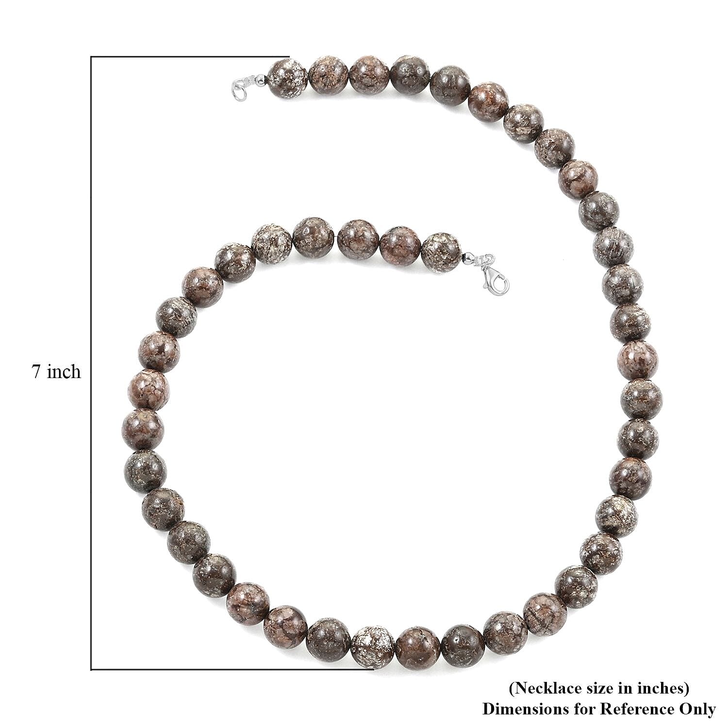 Snow Flake Obsidian Beaded Necklace 18 Inches in Sterling Silver 300.00 ctw