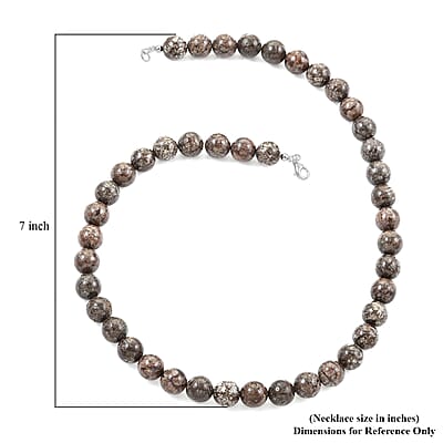 Snow Flake Obsidian Beaded Necklace 18 Inches in Sterling Silver 300.00 ctw