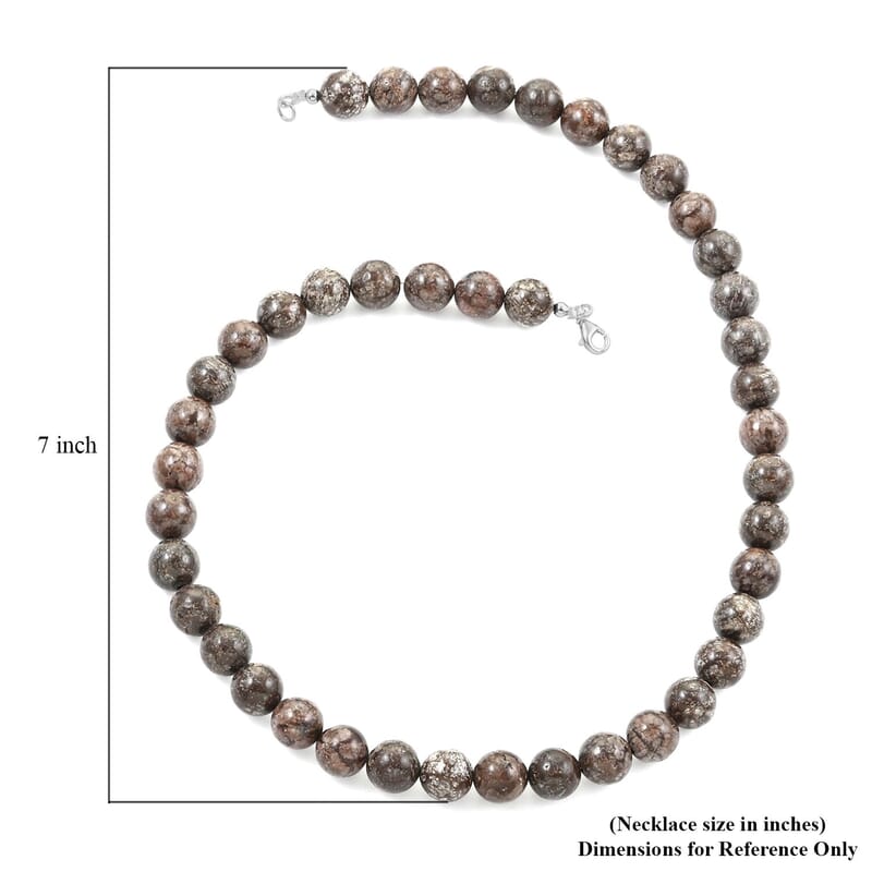 Snow Flake Obsidian Beaded Necklace 18 Inches in Sterling Silver 300.00 ctw
