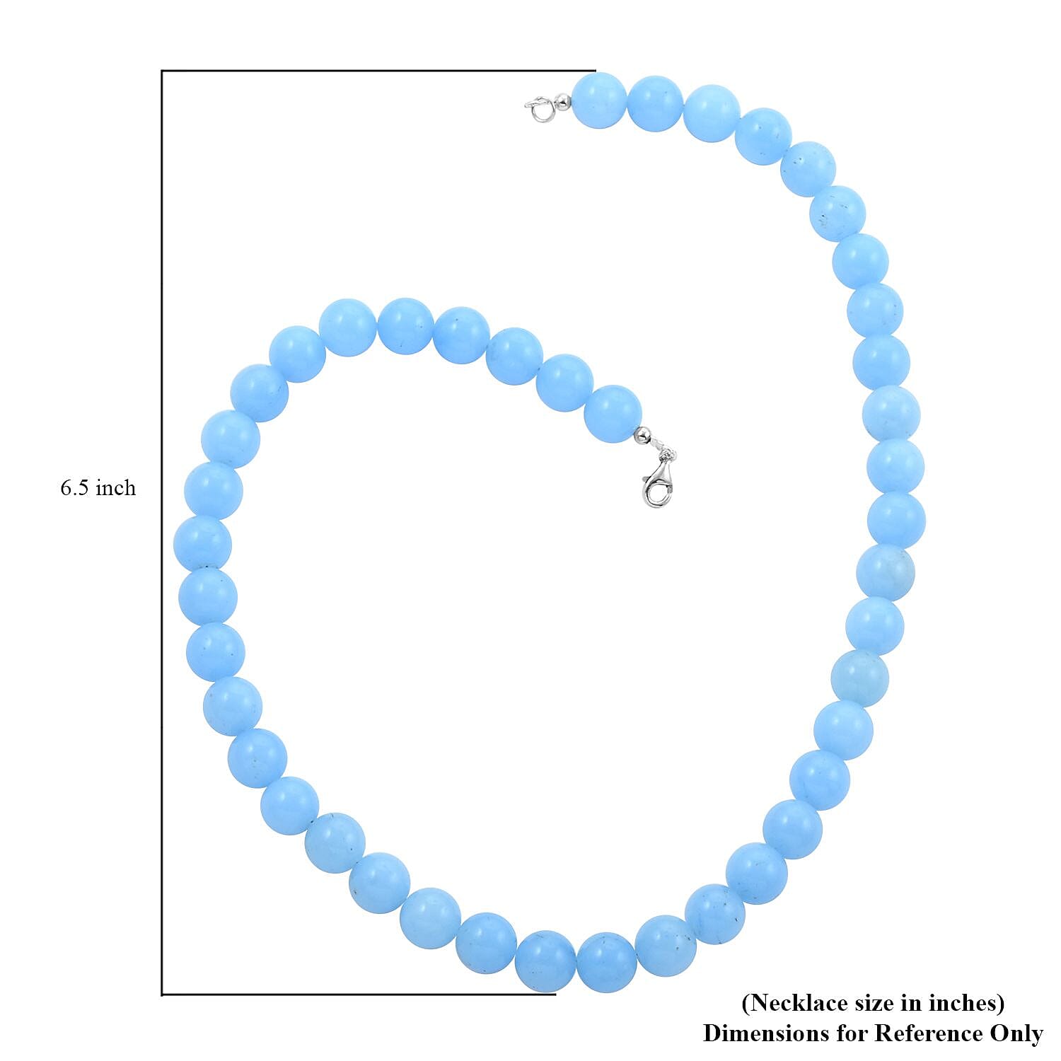 Blue Calcite Beaded Necklace 18 Inches in Sterling Silver 300.00 ctw
