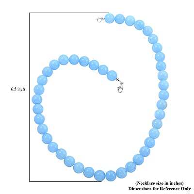 Blue Calcite Beaded Necklace 18 Inches in Sterling Silver 300.00 ctw
