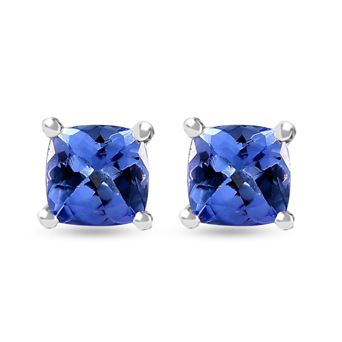 Tanzanite Solitaire Stud Earrings in Rhodium Over Sterling Silver 1.25 ctw image number 0