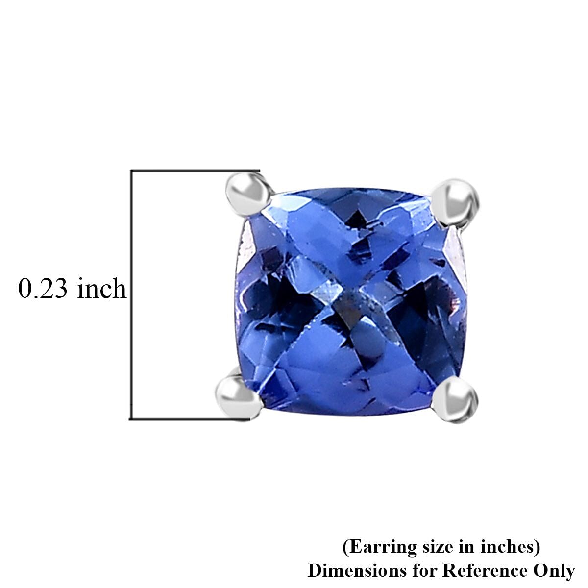 Tanzanite Solitaire Stud Earrings in Rhodium Over Sterling Silver 1.25 ctw
