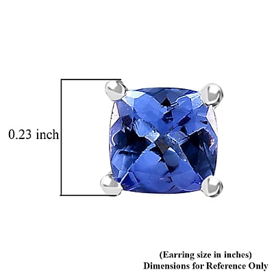 Tanzanite Solitaire Stud Earrings in Rhodium Over Sterling Silver 1.25 ctw