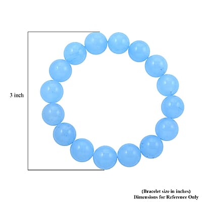 Blue Calcite Beaded Stretch Bracelet 100.00 ctw
