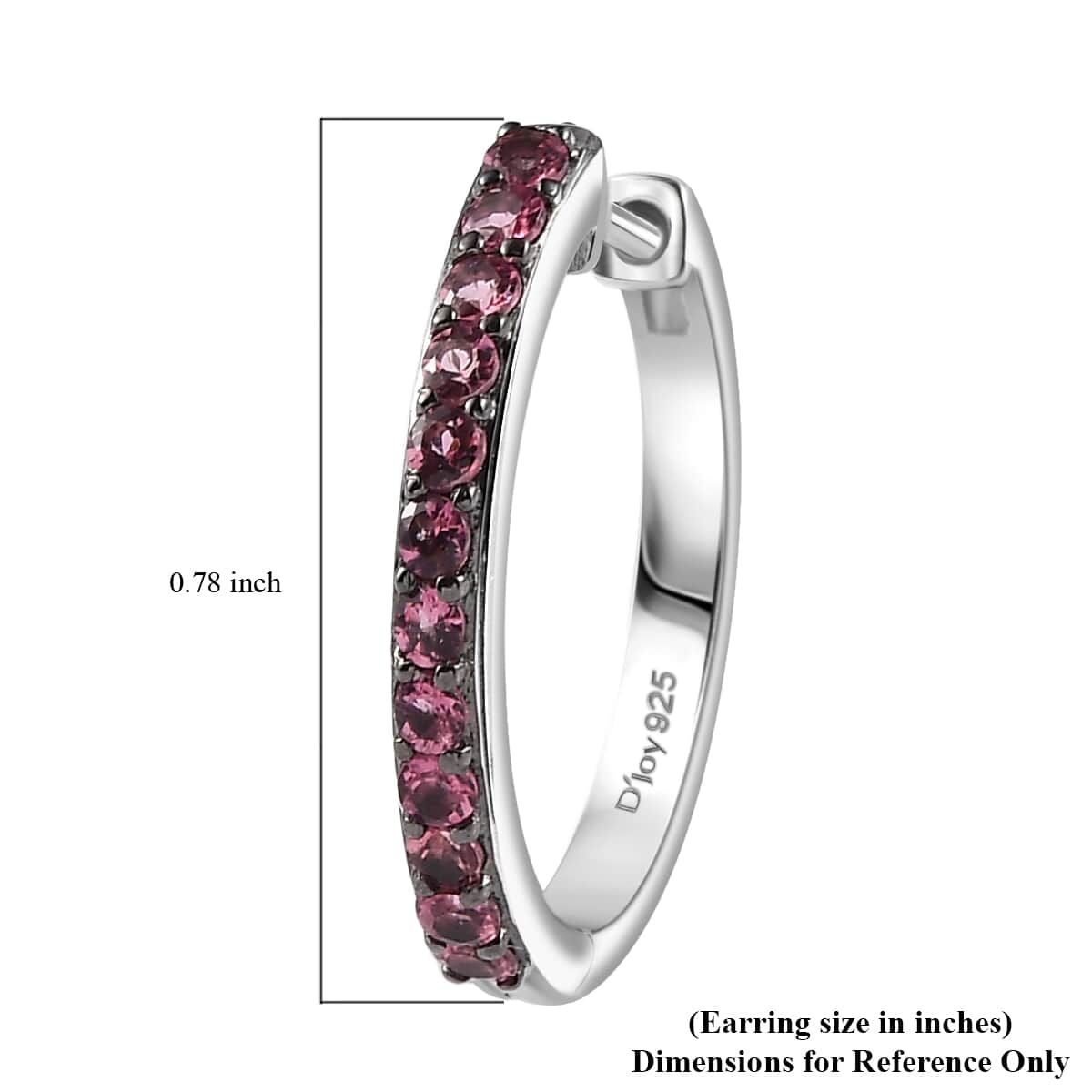 Ouro Fino Rubellite 0.85 ctw Hoop Earrings in Rhodium Over Sterling Silver image number 4