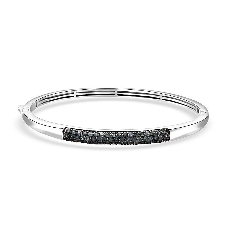 D'Joy Premium Narsipatnam Alexandrite 2.25 ctw Bangle Bracelet in Rhodium Over Sterling Silver (7.25 In) 