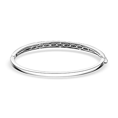 D'Joy Premium Narsipatnam Alexandrite 2.25 ctw Bangle Bracelet in Rhodium Over Sterling Silver (7.25 In) 