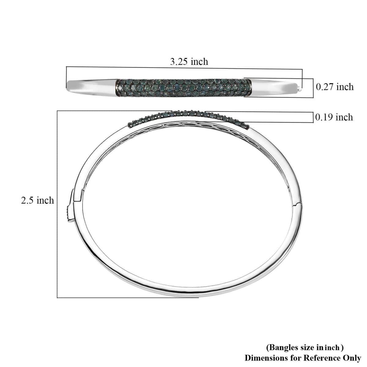 Premium Narsipatnam Alexandrite 2.25 ctw Bangle Bracelet in Rhodium Over Sterling Silver (7.25 In)  image number 5