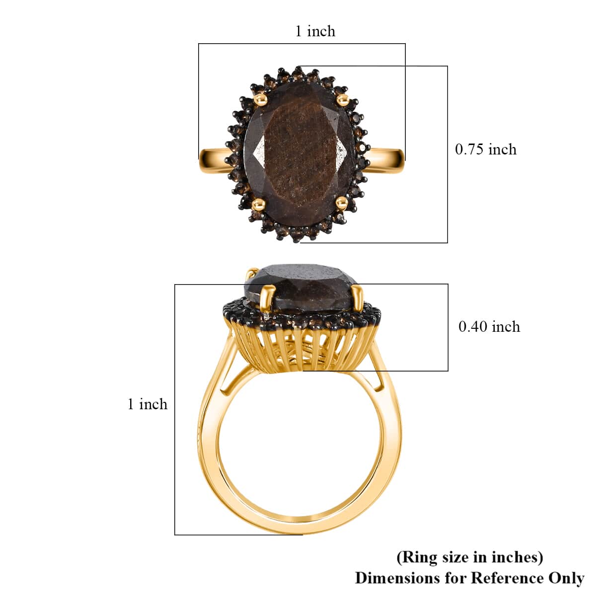 Zawadi Golden Sapphire, Brazilian Smoky Quartz Sunburst Ring in 18K Vermeil YG Over Sterling Silver (Size 10.0) 13.30 ctw image number 5