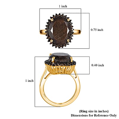 Zawadi Chocolate Sapphire and Brazilian Smoky Quartz Ring in 18K Vermeil Yellow Gold Over Sterling Silver (Size 10.0) 13.30 ctw