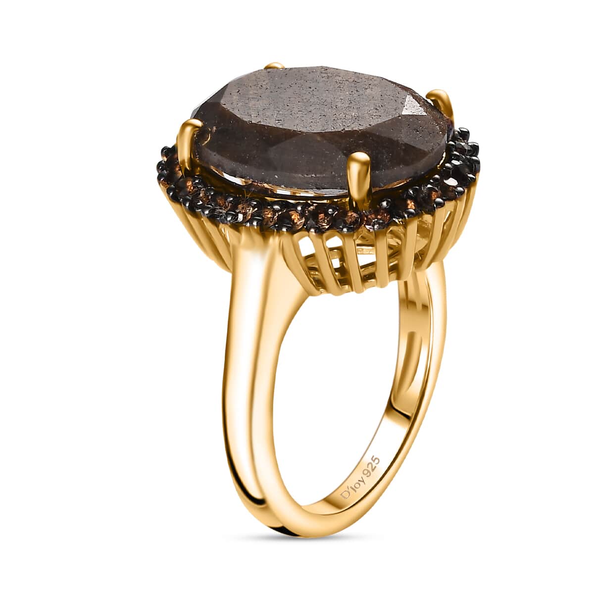 Zawadi Chocolate Sapphire and Brazilian Smoky Quartz Ring in 18K Vermeil Yellow Gold Over Sterling Silver (Size 7.0) 13.30 ctw image number 3