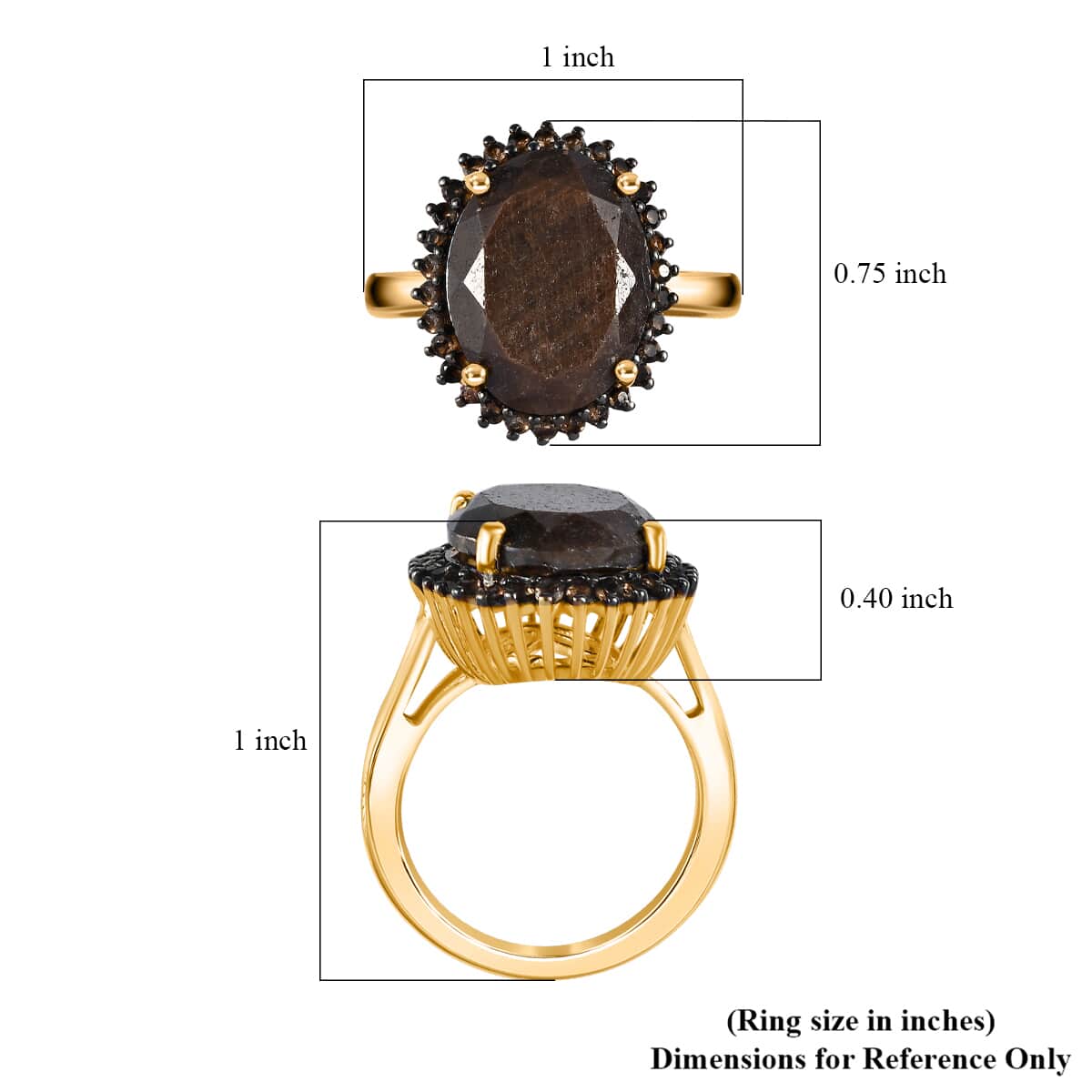Zawadi Chocolate Sapphire and Brazilian Smoky Quartz Ring in 18K Vermeil Yellow Gold Over Sterling Silver (Size 7.0) 13.30 ctw image number 5