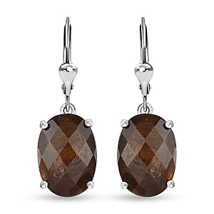 Checkerboard Cut Zawadi Chocolate Sapphire Lever Back Earrings in Rhodium Over Sterling Silver 14.80 ctw