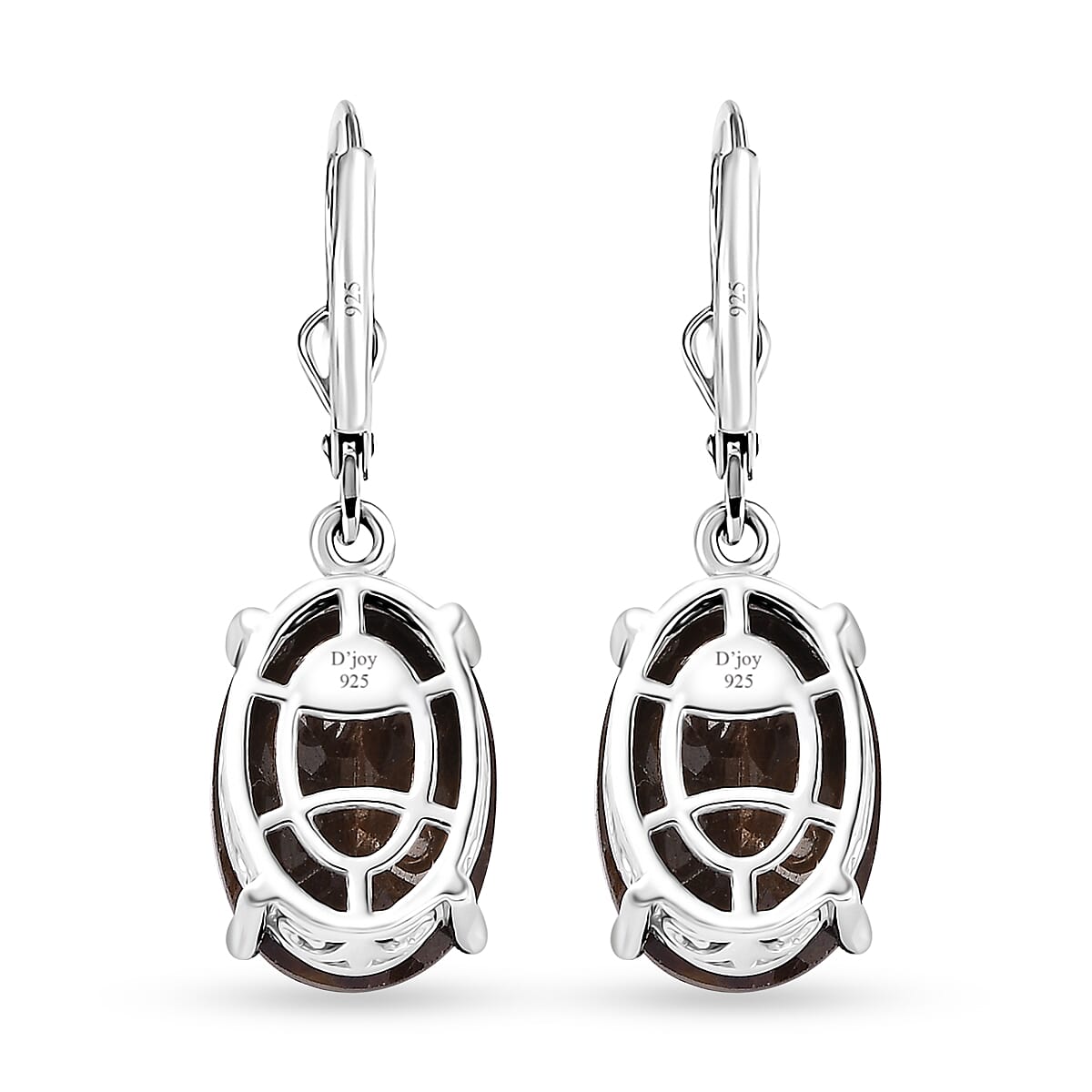 Checkerboard Cut Zawadi Chocolate Sapphire Lever Back Earrings in Rhodium Over Sterling Silver 14.80 ctw
