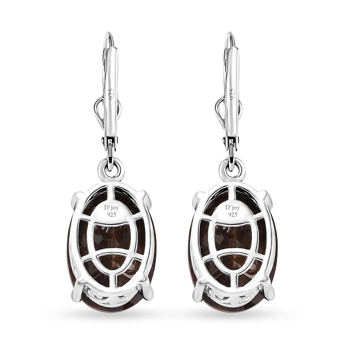 Checkerboard Cut Zawadi Chocolate Sapphire Lever Back Earrings in Rhodium Over Sterling Silver 14.80 ctw image number 3