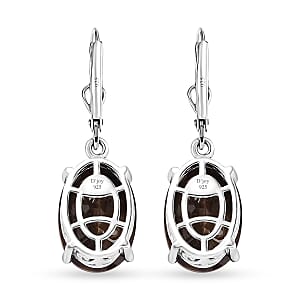 Checkerboard Cut Zawadi Chocolate Sapphire Lever Back Earrings in Rhodium Over Sterling Silver 14.80 ctw