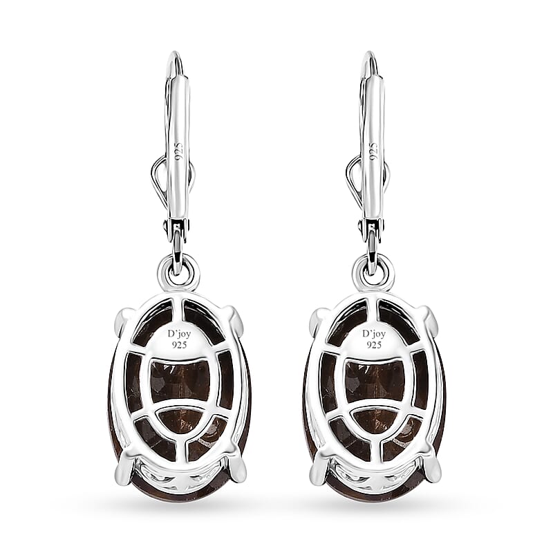 Checkerboard Cut Zawadi Chocolate Sapphire Lever Back Earrings in Rhodium Over Sterling Silver 14.80 ctw