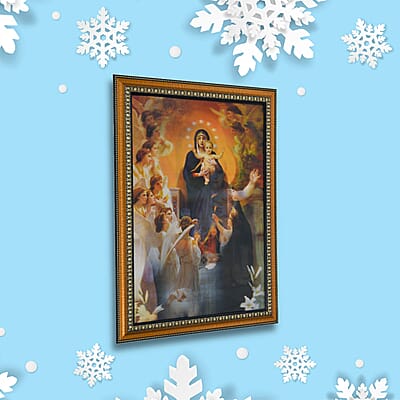 Mother Mary, Baby Jesus and Other Celestial 2 Pictures Photo Frame